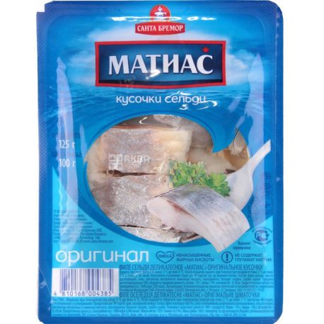 Санта Бремор, 125 г, Сельдь Матиас, кусочками в масле