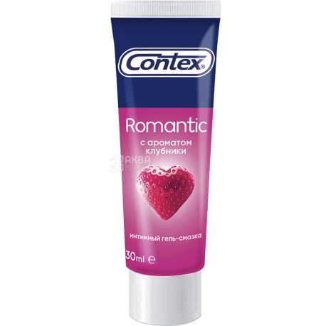 Contex Romantic, 30 мл, Інтимна гель-змазка з ароматом полуниці