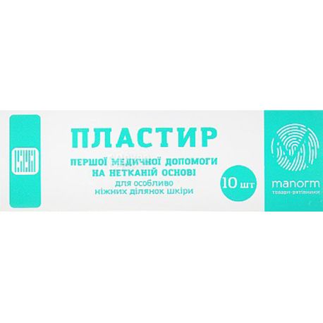 Manorm, 10 шт., Пластырь на нетканой основе, бежевый, 73 х 19 мм