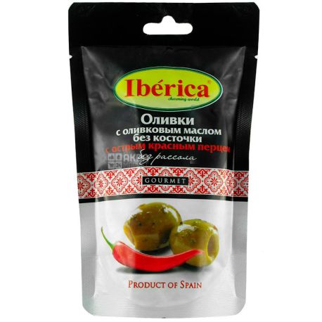 Iberica, 70 г, Оливки без кісточки з гострим перцем