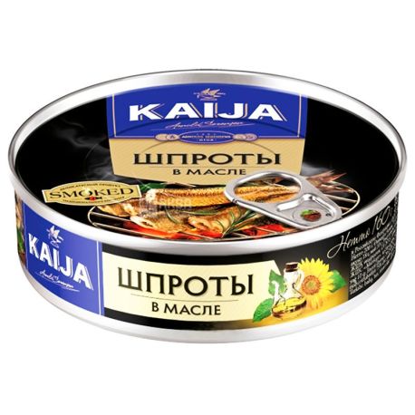 Kaija, 160 г, Шпроти в олії