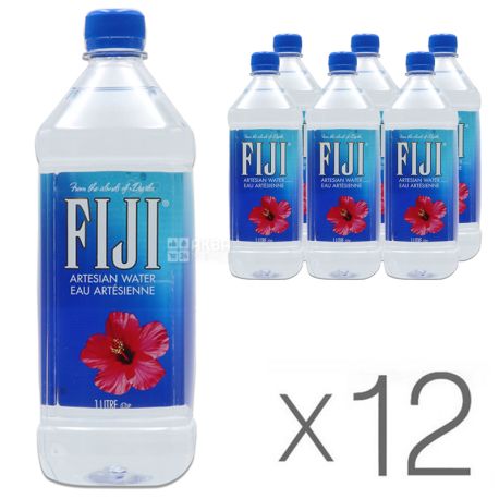 Fiji, 1 л, Упаковка 12 шт, Фіджі, Вода мінеральна негазована