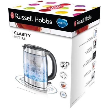 Russell Hobbs 20760-56 Clarity, Електрочайник скляний, 1 л
