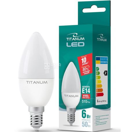 TITANUM LED, Лампа світлодіодна, цоколь E14, 5W, 4100K 220V, біле світіння, 510 Lm