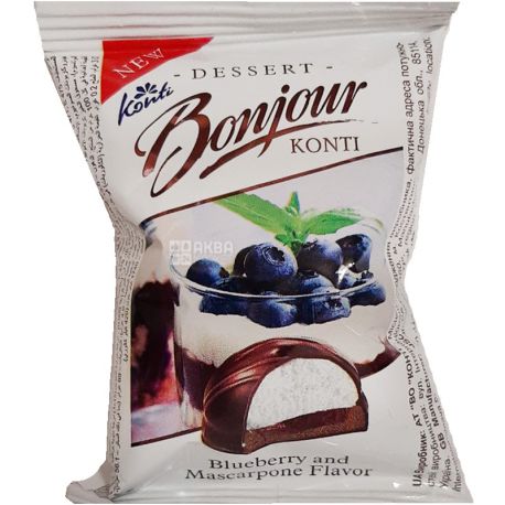 Bonjour, Blueberry and Mascarpone, 29 г, Десерт со вкусом черники и маскарпоне
