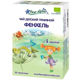 Fleur Alpine, 20 пак по 1,5 г., Чай травяной детский, Фенхель