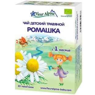 Fleur Alpine, 20 пак по 1 г., Чай травяной детский, Ромашка