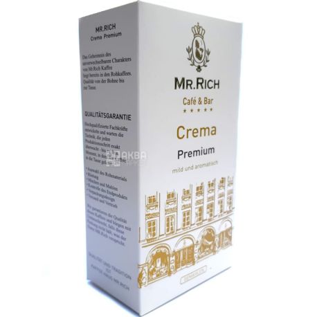 Mr.Rich, Crema Premium, 250 г, Мистер Рич, Крема Премиум, Кофе молотый, темной обжарки