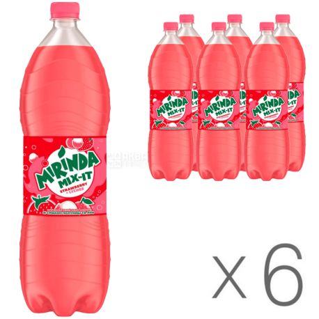 Mirinda Mix-it , Упаковка 6 шт. х 2 л, Миринда, Вода сладкая, клубника и личи, ПЭТ