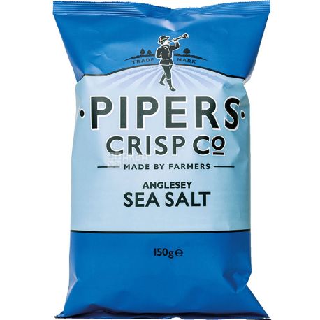 Pipers, Anglesey Sea Salt, 150 г, Чипси картопляні з морською сіллю, натуральні
