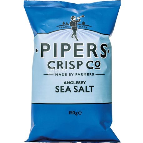 Pipers, Anglesey Sea Salt, 150 г, Чипсы картофельные с морской солью, натуральные