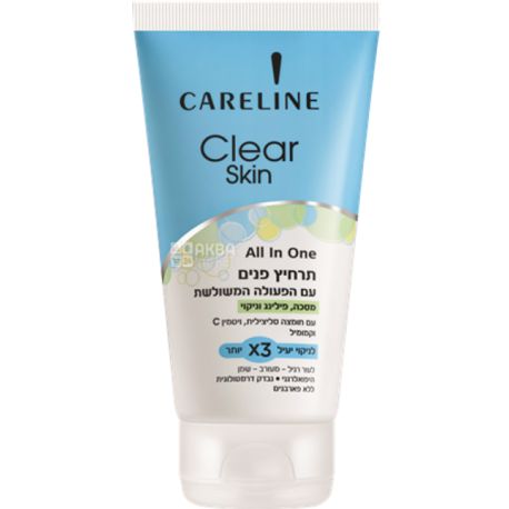 Careline, Clear Skin, 150 мл, Скраб, масло и мыло для лица, 3в1