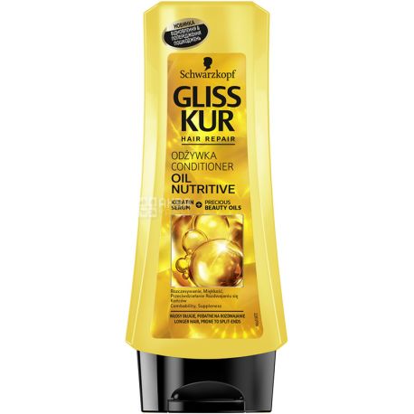 Gliss kur, Oil Nutritive, 200 мл, Бальзам для сухих, поврежденных и секущихся волос
