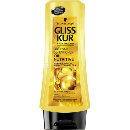 Gliss kur, Oil Nutritive, 200 мл, Бальзам для сухого, пошкодженого і волосся, що січеться
