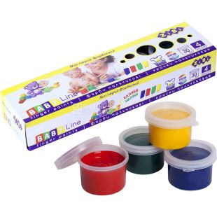 Zibi, Baby Line, 4 кольори по 30 мл, Фарби пальчикові