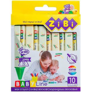 Zibi, Jumbo Baby Line, 10 шт., Карандаши восковые треугольные