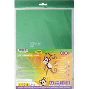 Zibi, 11 л., Набор цветной бумаги самоклеящейся, А4, 11 цветов