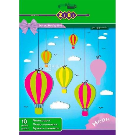 Zibi, 5 листов 5 цветов, Набор цветной бумаги, А4, Неоновый