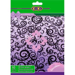 ZiBi, 10 листов 10 цветов, Набор цветной бумаги, А4, Велюр