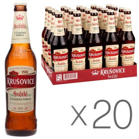Krusovice, Упаковка 20 шт. х 0,5 л, Крушовіце, Пиво світле, скло