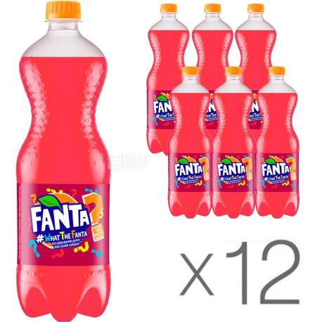 Fanta, What the Fanta, 1 л, Упаковка 12 шт., Фанта, Напиток сильногазированный, с натуральным соком, без сахара