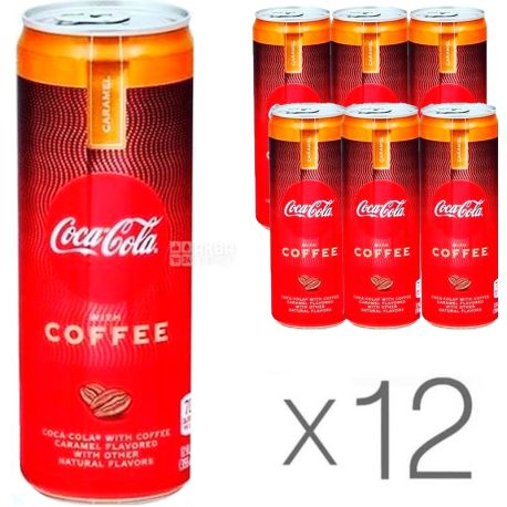 Coca-Cola Zero Coffee Caramel, 0,25 л, Упаковка 12 шт., Кока-кола Зеро с экстрактом кофе и карамелью
