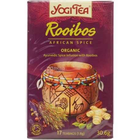 Yogi Tea, Rooibos African Spice, 17 пак. х 1,8 г, Чай Ройбуш, з прянощами, 30,6 г