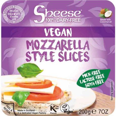 Bute Island, Mozzarella Sliced, 200 г, Сир Моцарелла, веганський, слайсами