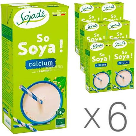 Sojade So Soya Calcium Organic, 1 л, Упаковка 6 шт., Сояде, Соєве молоко, з кальцієм, органічне, безлактозне