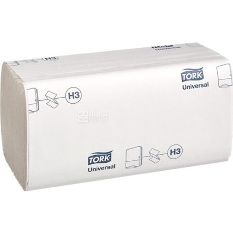 Tork Universal, 250 листов, Полотенца бумажные Торк, ZZ-сложения, однослойные, 25 х 23 см