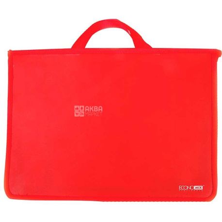 Economix, Plastic A4 briefcase with zipper, red