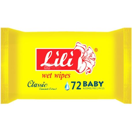 Lili, 72 шт, Лілі, Серветки вологі дитячі, Ромашка