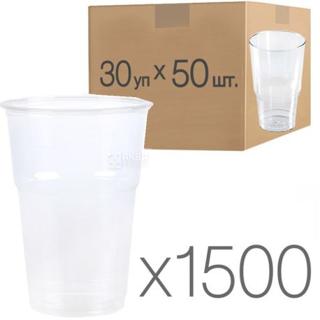 Glass 500 ml, 50 pcs., Transparent fiberglass, Packing 30 pcs.