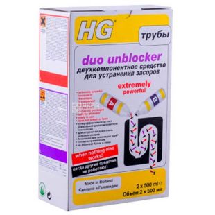HG, 2 x 0.5 л, Двокомпонентний очищувач труб