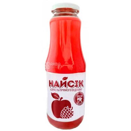 Найсік, 1 л, Сік яблучно-малиновий натуральний, прямого віджиму