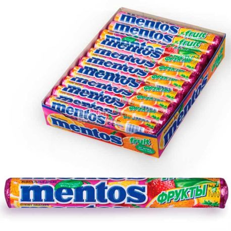 Mentos, 37 г, Жевательные драже, Фрукты