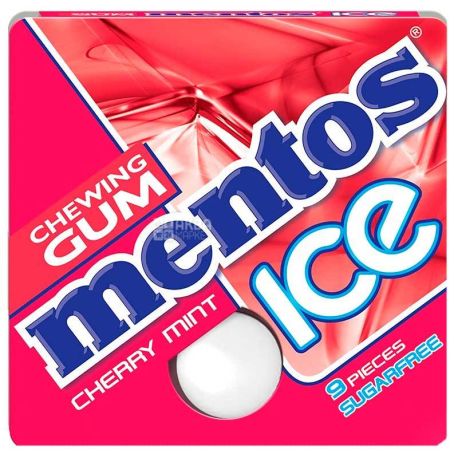Mentos Ice, 12,9 г, Жувальна гумка, Вишнева М'ята