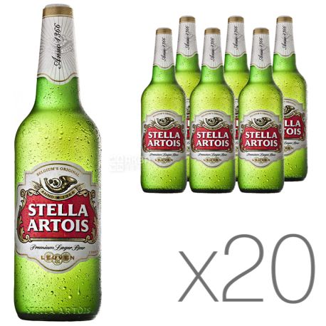 Stella Artois, Pack of 20 0.5 L each, Light filtered beer