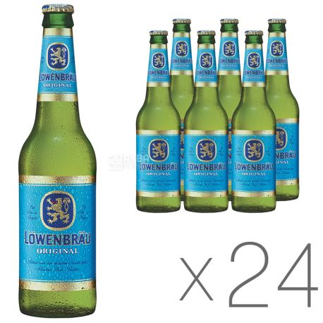 Lowenbrau Original, Упаковка 24 шт. х 0,33 л, Ловенбрау, Пиво світле, скло
