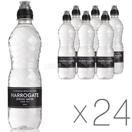 Harrogate, Спорт-кап, Упаковка 24 шт. х 0,5 л, Харрогейт, Вода минеральная негазированная