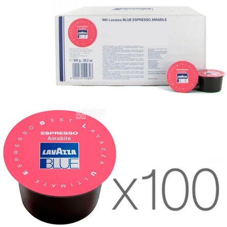 Lavazza, Blue Espresso Amabile, Упаковка 100 шт, Кофе Лавацца, средняя обжарка, в капсулах, молотый