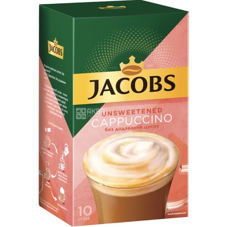 Jacobs, 3in1 Unsweetened Cappuccino, 10 pcs. х 14 g, Coffee drink 