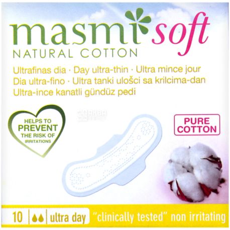 Masmi, Soft Ultra Day, 10 шт., Гигиенические прокладки, 2 капли