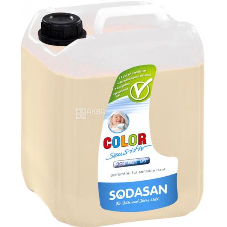 Sodasan, Color Sensitiv, 5 л, Жидкое средство для стирки детских, белых и цветных вещей, органическое