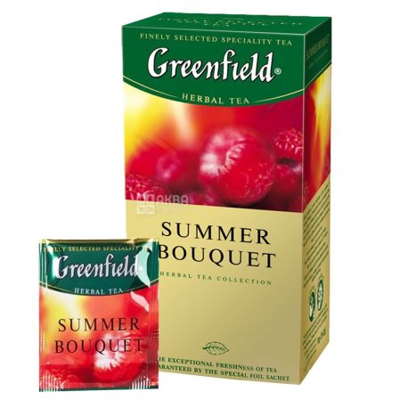 Greenfield,  Summer Bouquet, 25 пак., Чай Гринфилд, Саммер Букет, травяной с малиной