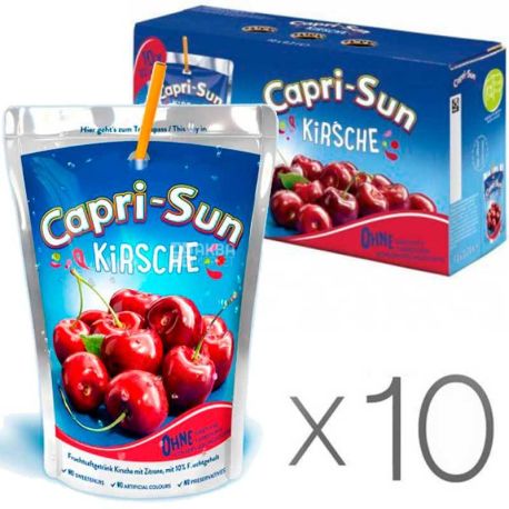 Capri-Sun, Упаковка 10 шт. х 200 мл, Напиток соковый, вишневый