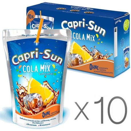 Capri-Sun, Cola Mix, Упаковка 10 шт. по 200 мл, Сок со вкусом колы