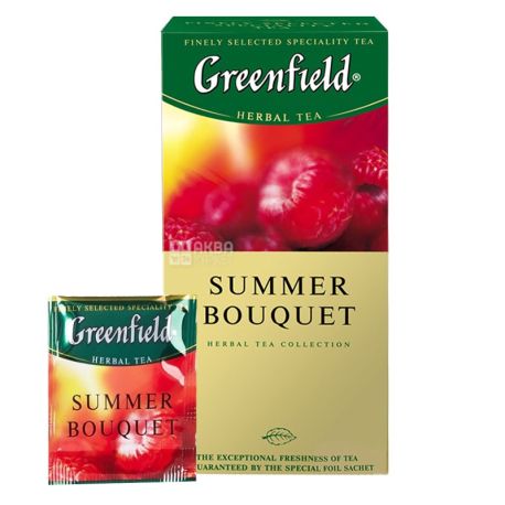 Greenfield, Summer Bouquet, 25 пак., Чай Грінфілд, Саммер Букет, трав'яний з малиною