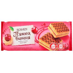 Roshen, П'янка вишня, 300 г, Тістечко бісквітне з вишневою начинкою