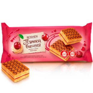 Roshen, Пьянящая вишня, 300 г, Пирожное бисквитное с вишневой начинкой